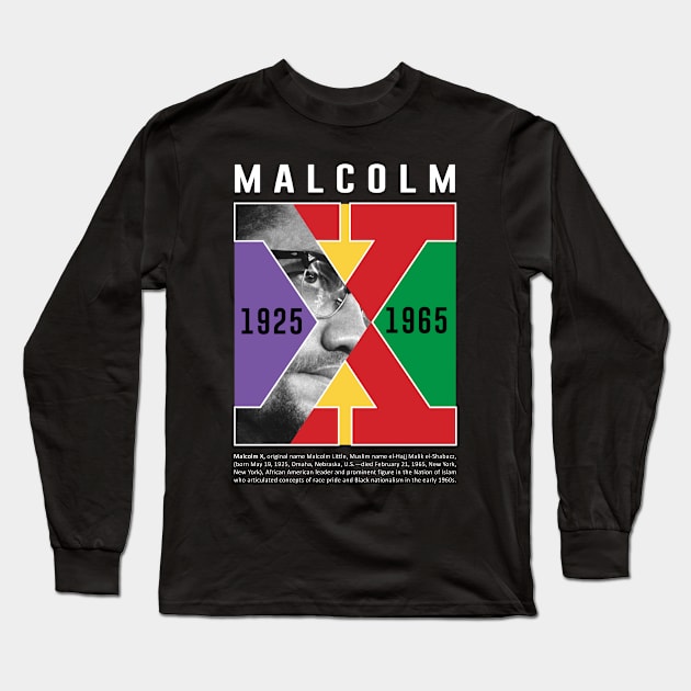 malcolm X history black month Long Sleeve T-Shirt by ZUNAIRA